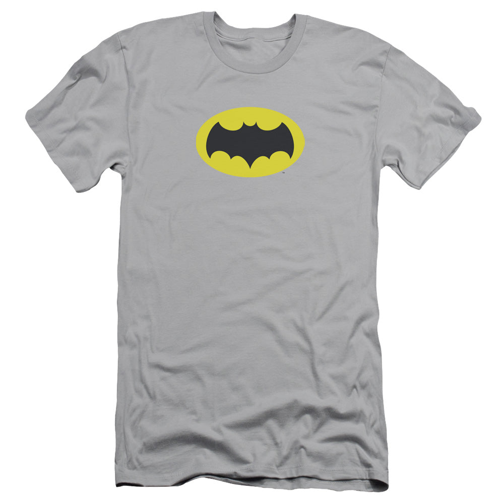 Batman Classic Tv Chest Logo Slim Fit Mens T Shirt Silver