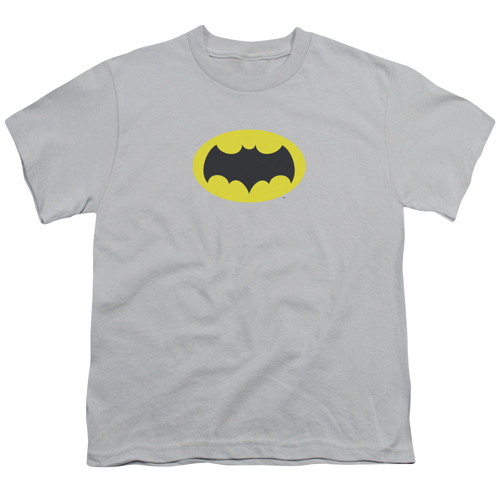 Batman Classic Tv Chest Logo Kids Youth T Shirt Silver