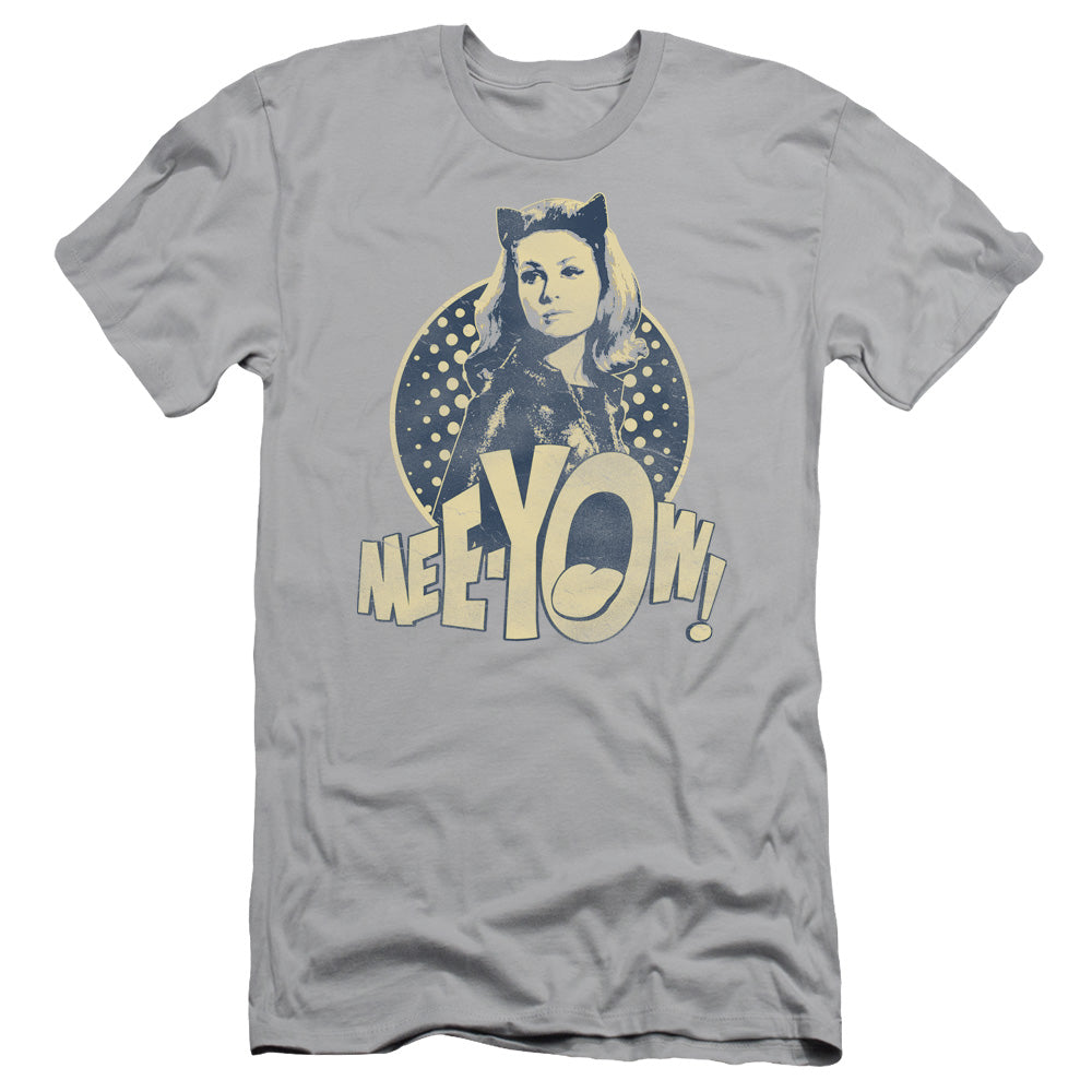 Batman Classic Tv Meeyow! Slim Fit Mens T Shirt Silver