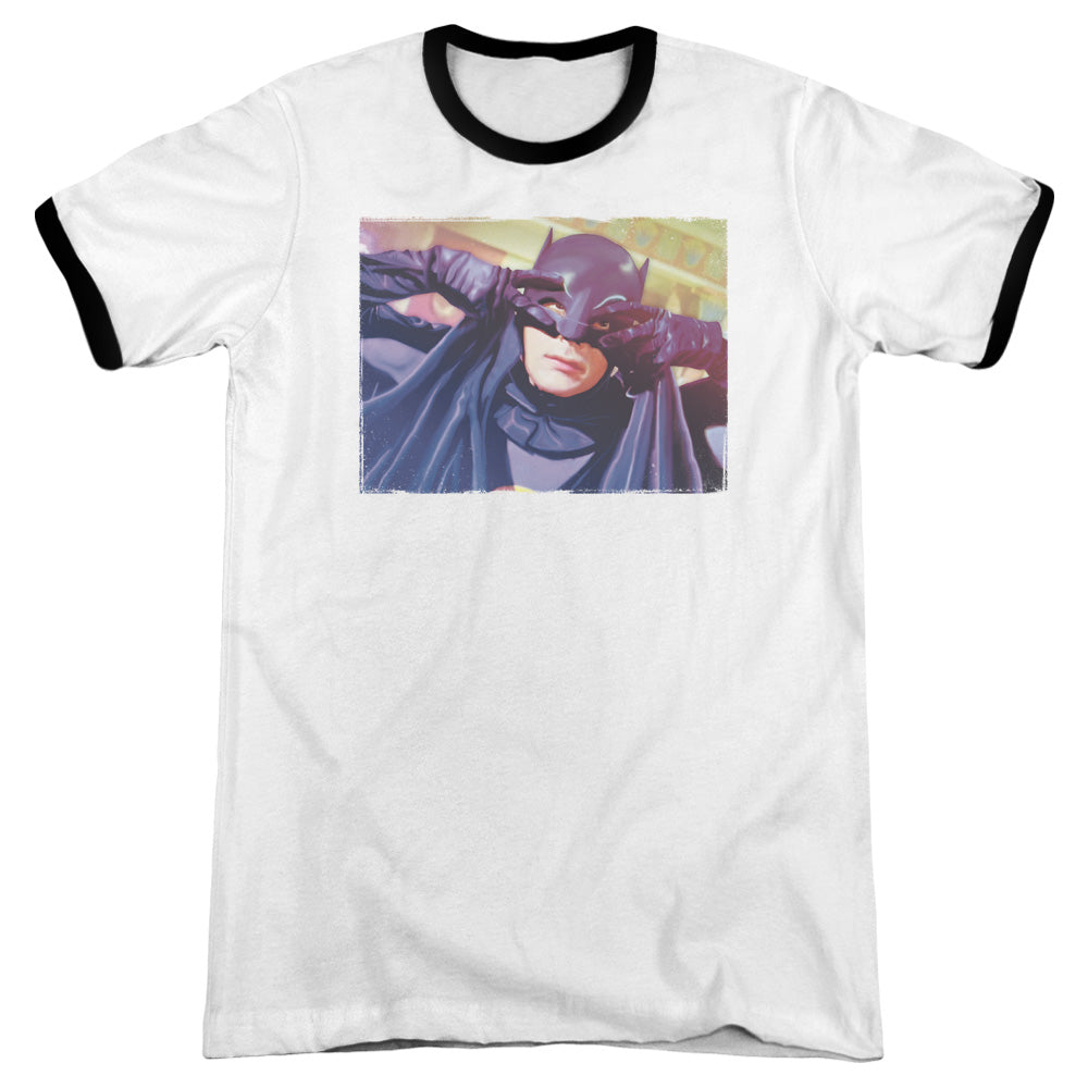 Batman Classic Tv Ooth Groove Heather Ringer Mens T Shirt White Black