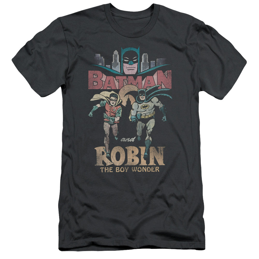 Batman Classic Tv Classic Duo Slim Fit Mens T Shirt Charcoal