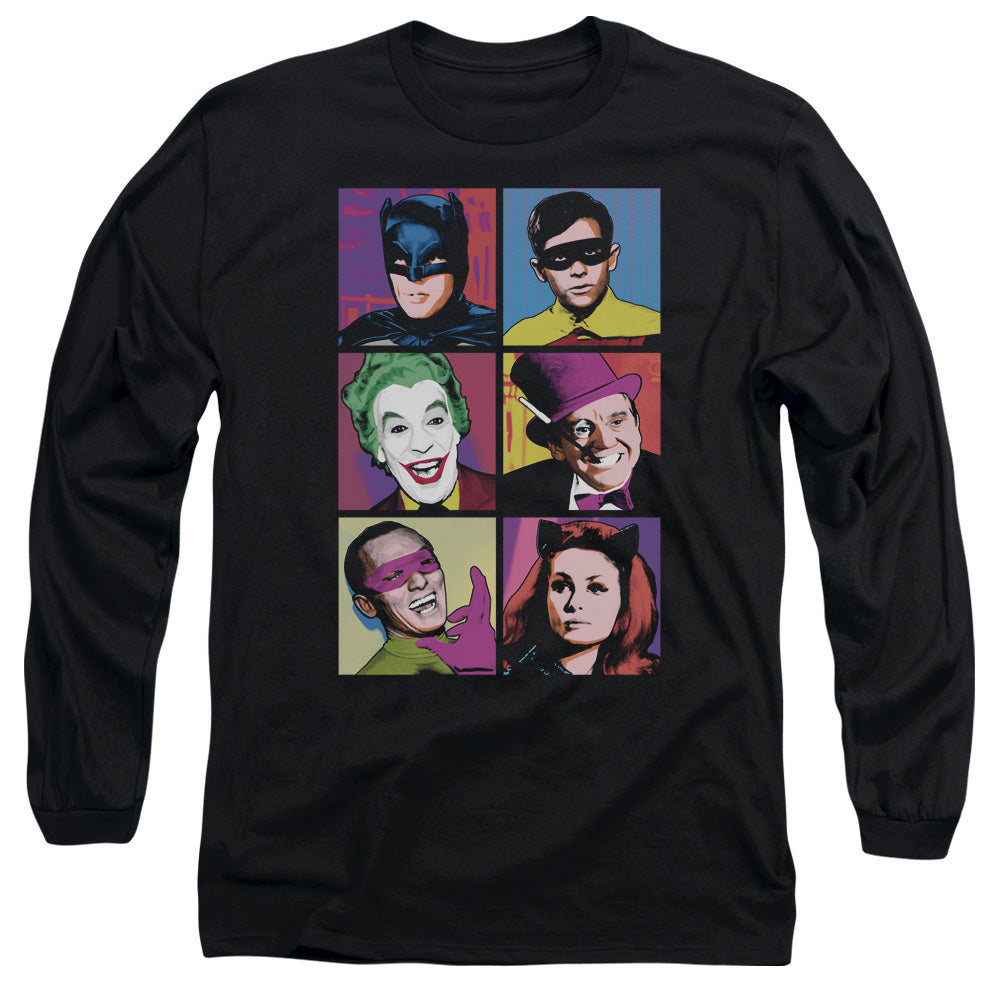 Batman Classic Tv Pop Cast Mens Long Sleeve Shirt Black