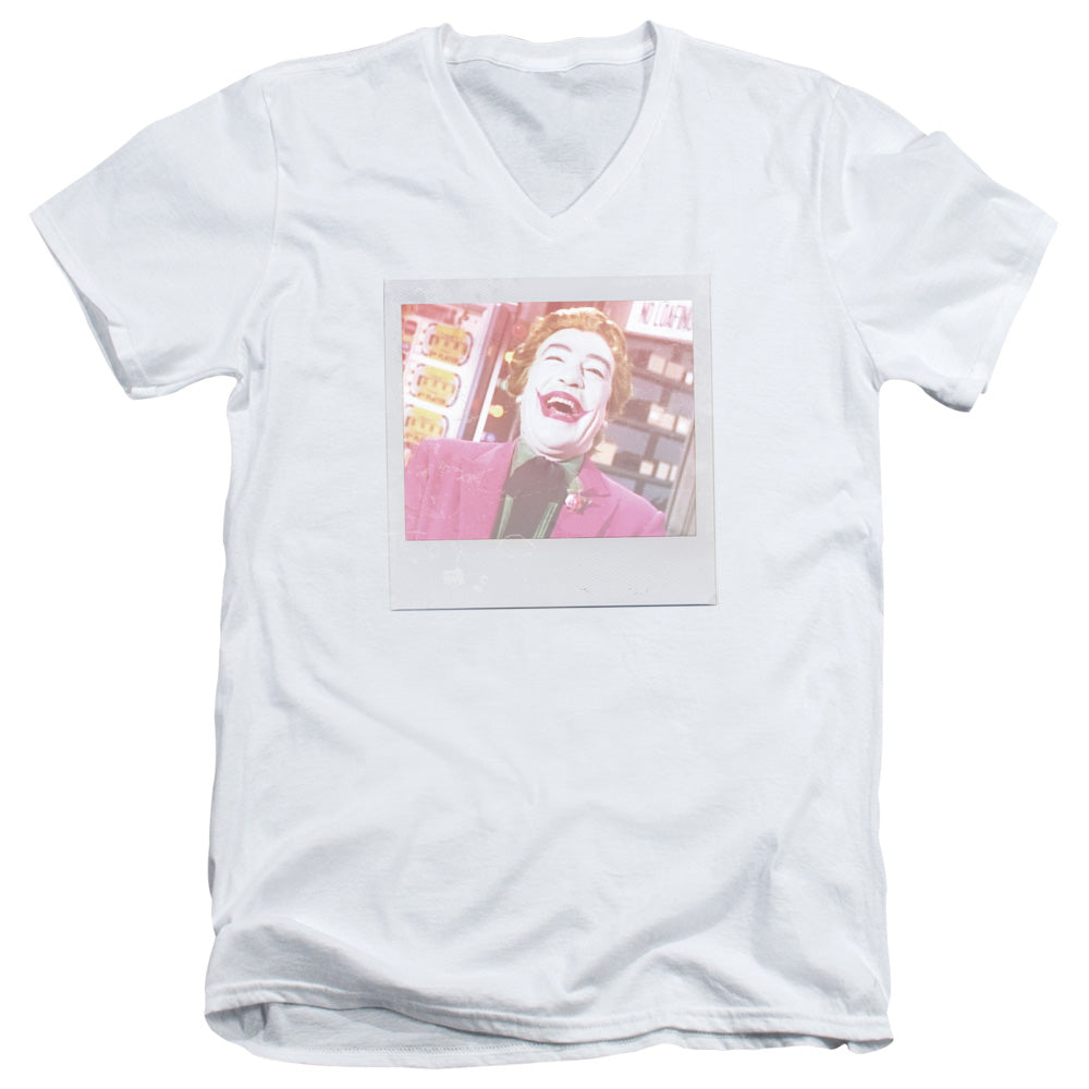 Batman Classic Tv Captured Mens Slim Fit V Neck T Shirt White