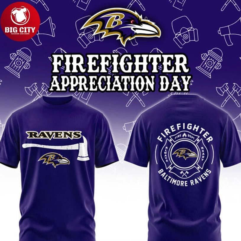 Baltimore Ravens Firefighter Application 2026 Game Night Two Sided Shirt