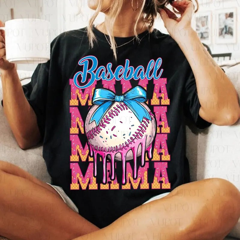 Baseball Mama Drip T-Shirt, Mama Baseball T-Shirt, Game Day Baseball T-Shirt, Baseball Ice Cream Drip Shirt, Mother's Day Gift