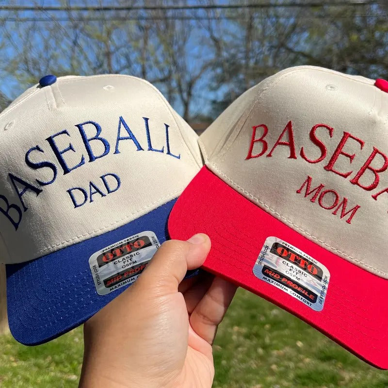 Baseball Mom & Baseball Dad Hats | Embroidered Trucker Caps | Sports Mom Hat | Adjustable Snapback | Game Day Cap