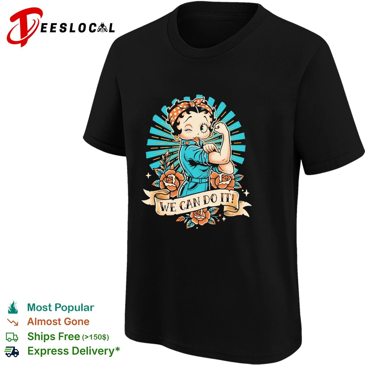 Betty Hoop style of Rosie the Riveter shirt