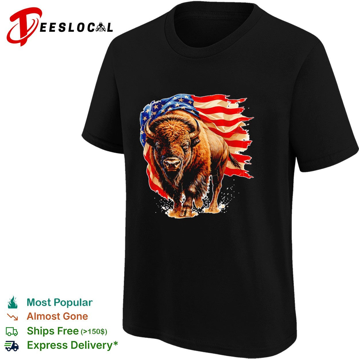Bison American flag shirt