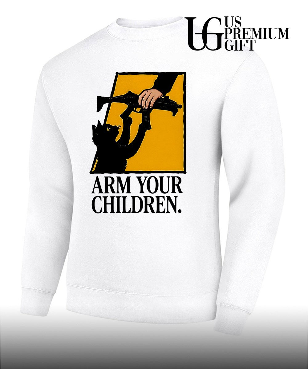 Black Cat Arm your Children claim gun humor shirt