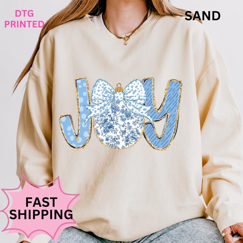 Blue Joy Ornament Sweatshirt ~ Unisex Apparel Relaxed Fit Printed in the USA Clothing Womenswear Casual and Comfortable