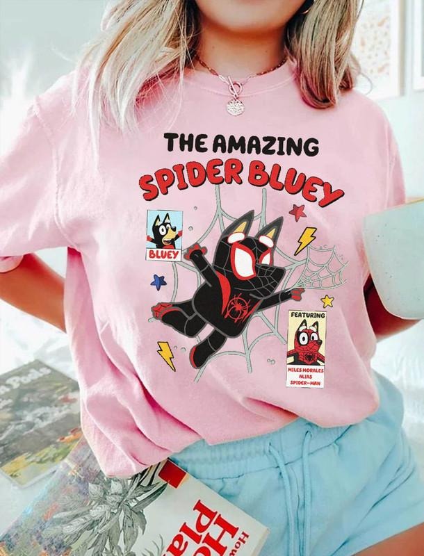 Bluey Spiderman Miles Morale Shirt, Spiderman Bluey Shirt, Spiderman Across The Spiderverse, Bluey Spider Shirt, Bluey Superhero T-Shirt