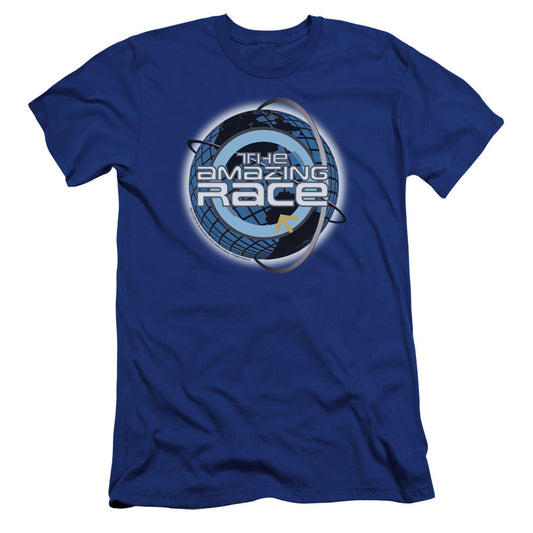 Amazing Race Around The Globe Premium Bella Canvas Slim Fit Mens T Shirt Royal Blue