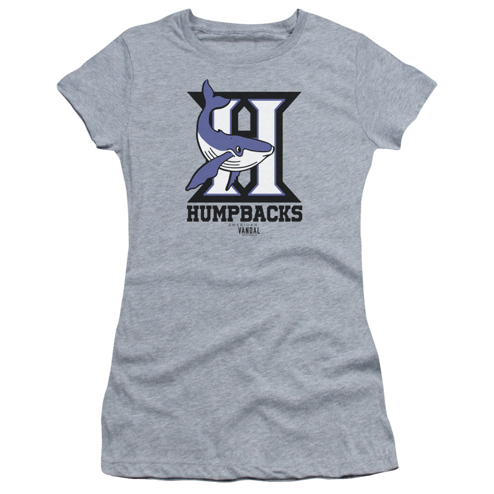 American Vandal Humpbacks Junior Sheer Cap Sleeve Womens T Shirt Athletic Heather - clothing by TeeHivey.com