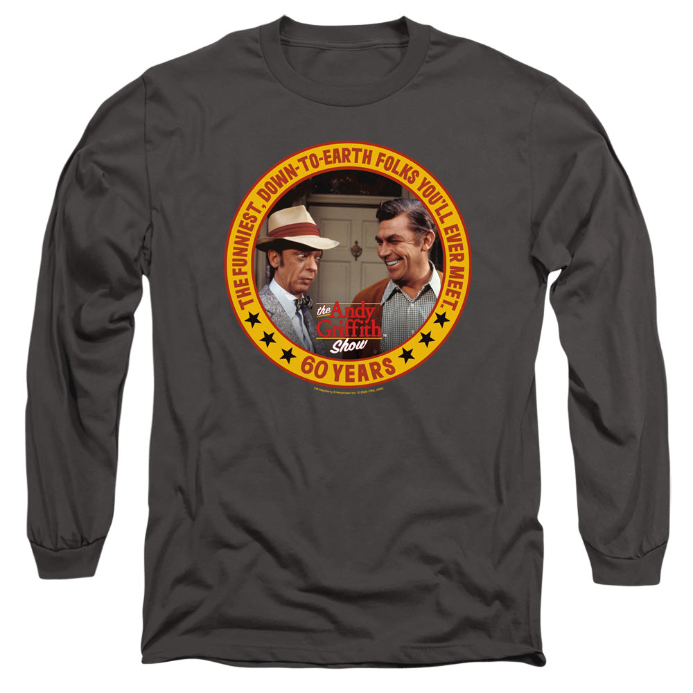 Andy Griffith 60 Years Mens Long Sleeve Shirt Charcoal - clothing by TeeHivey.com (Image 2)