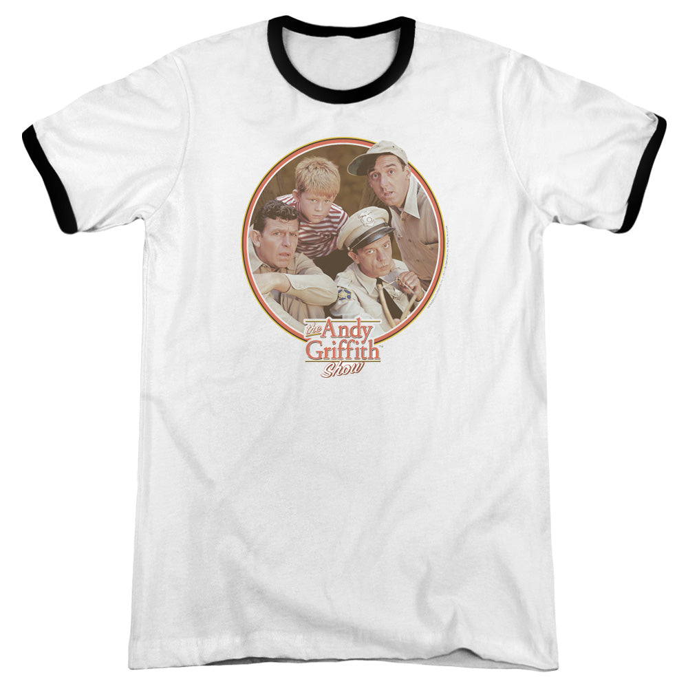 Andy Griffith Boys Club Heather Ringer Mens T Shirt White - clothing by TeeHivey.com
