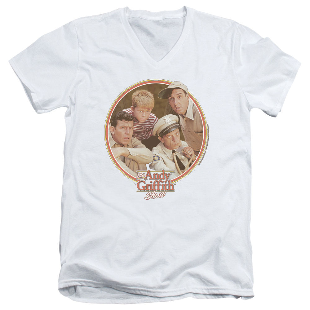 Andy Griffith Boys Club Mens Slim Fit V-Neck T Shirt White