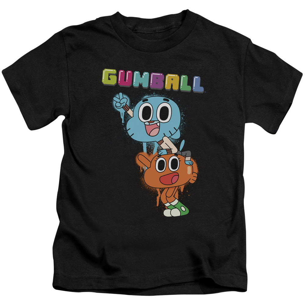 Amazing World of Gumball Gumball Spray Juvenile Kids Youth T Shirt Black Style002