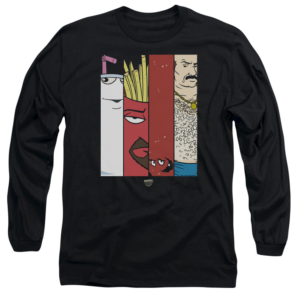 Aqua Teen Hunger Force Group Tiles Mens Long Sleeve Shirt Black - clothing by TeeHivey.com (Image 3)