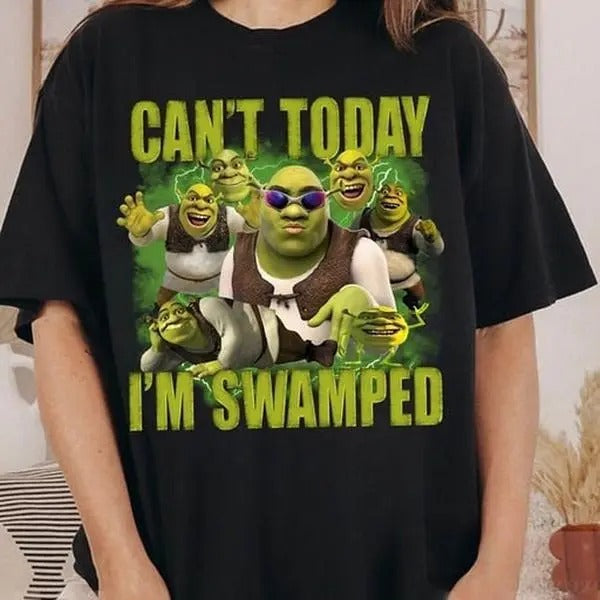 Can't Today I'm Swamped Shirt Unisex, Shrek Meme Shirt, Shrek and Fiona Shirt