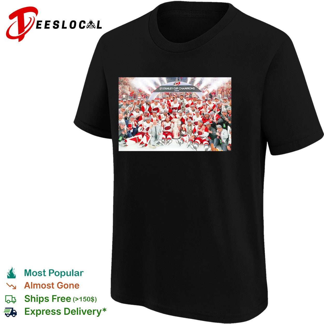 Carolina Hurricanes 2026 Stanley Cup Champions full team victory group photo celebration shirt
