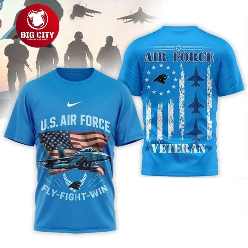 Carolina Panthers 2026 US Air Force Fly Fight Win Veteran Two Sided Shirt