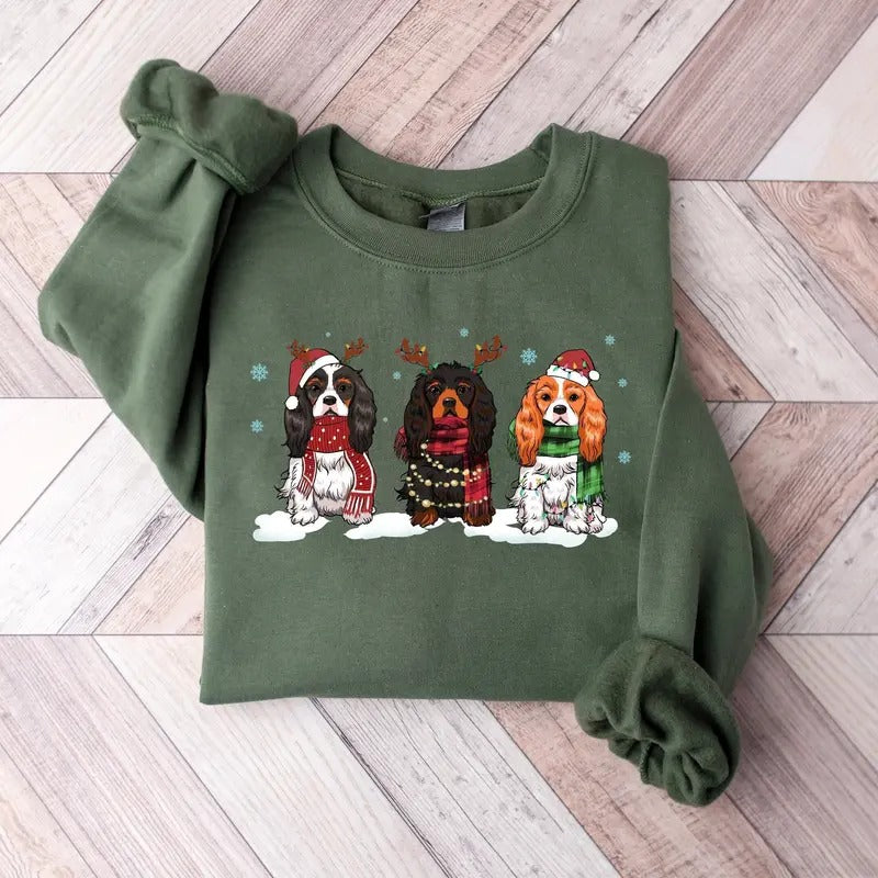 Cavalier King Charles Spaniel Christmas Sweatshirt, Christmas Dog Shirt, King Charles Spaniel Shirt, Dog Mom Sweater, Dog Lover Sweatshirt