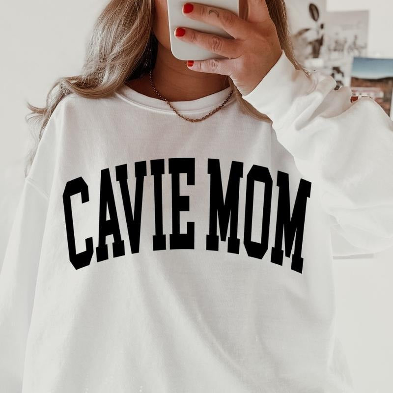 Cavalier King Charles Spaniel Mom Varsity Sweatshirt, Trendy, College Font, Cute, Dog Mama, Crewneck