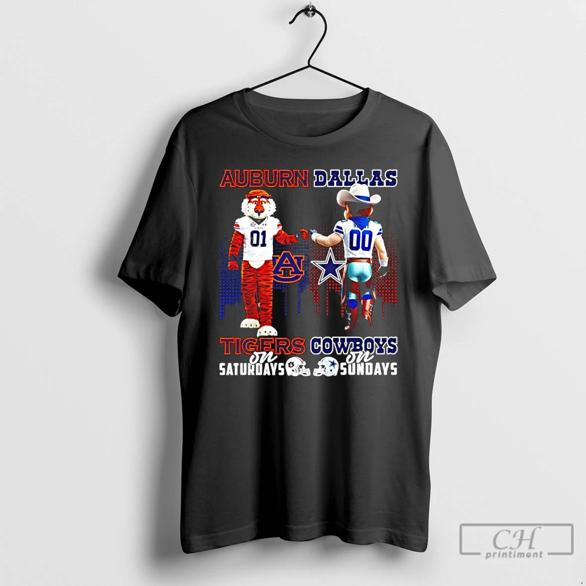 Classic Auburn Tigers On Saturdays Vs Dallas Cowboys On Sundays Mascot Skyline T Shirts Sweater - clothing by TeeHivey.com