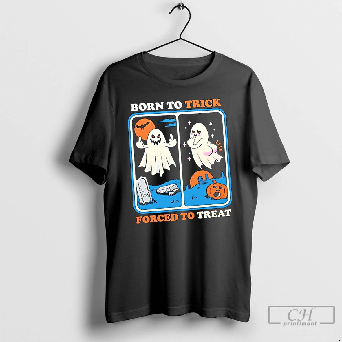 Classic Born To Trick Forced To Treat Halloween Ghosts T Shirts - clothing by TeeHivey.com