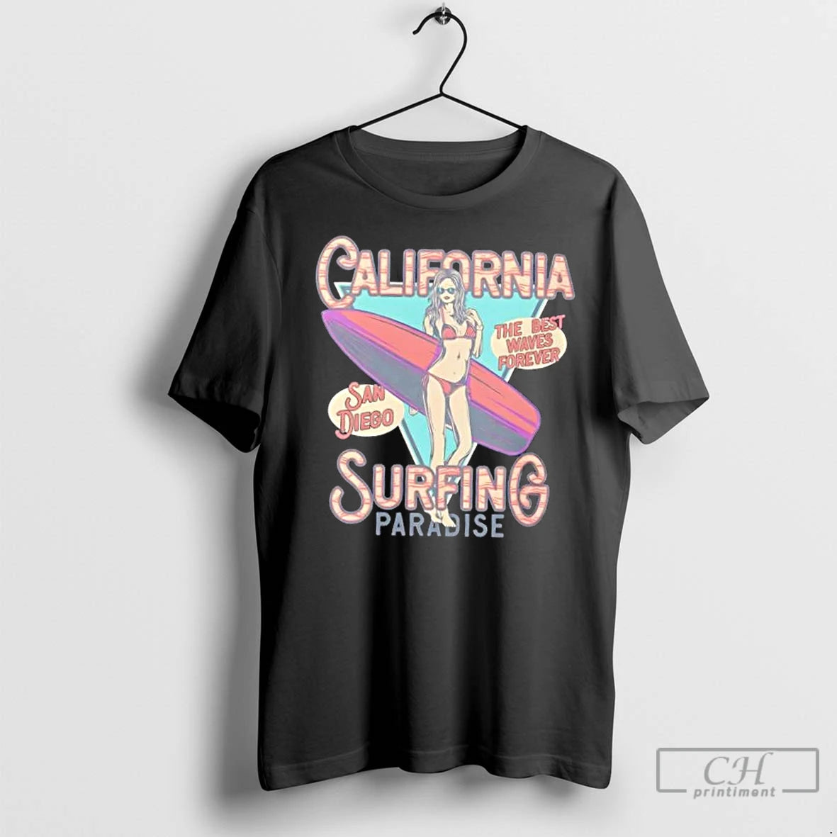Classic California Surfing Paradise Retro Beach - clothing by TeeHivey.com