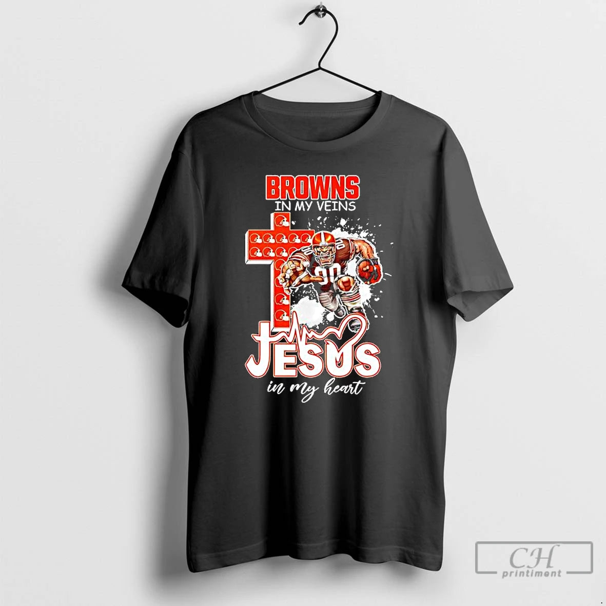 Classic Cleveland Browns In My Veins Jesus In My Heart Features A Football Player Logos - clothing by TeeHivey.com