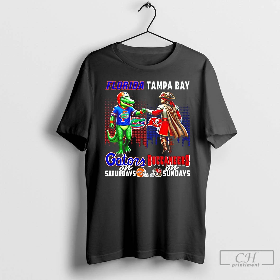 Classic Florida Gators On Saturdays Vs Tampa Bay Buccaneers On Sundays Mascot Skyline T Shirts - clothing by TeeHivey.com