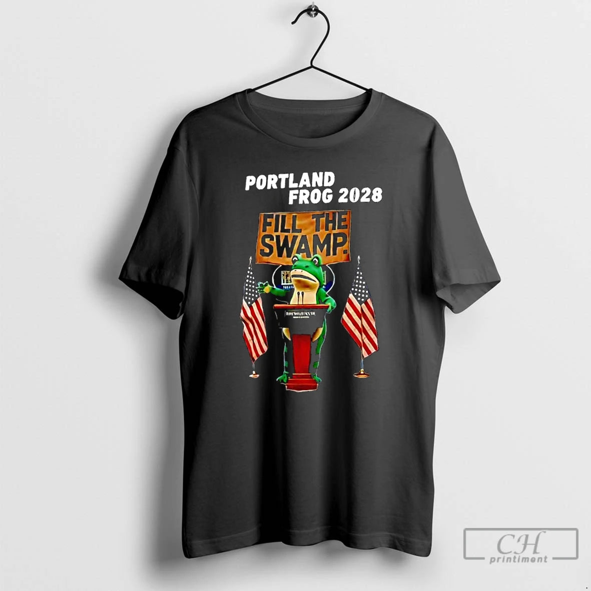 Classic Frog Portland Frog 2028 Fill The Swamp American Flag T Shirts - clothing by TeeHivey.com