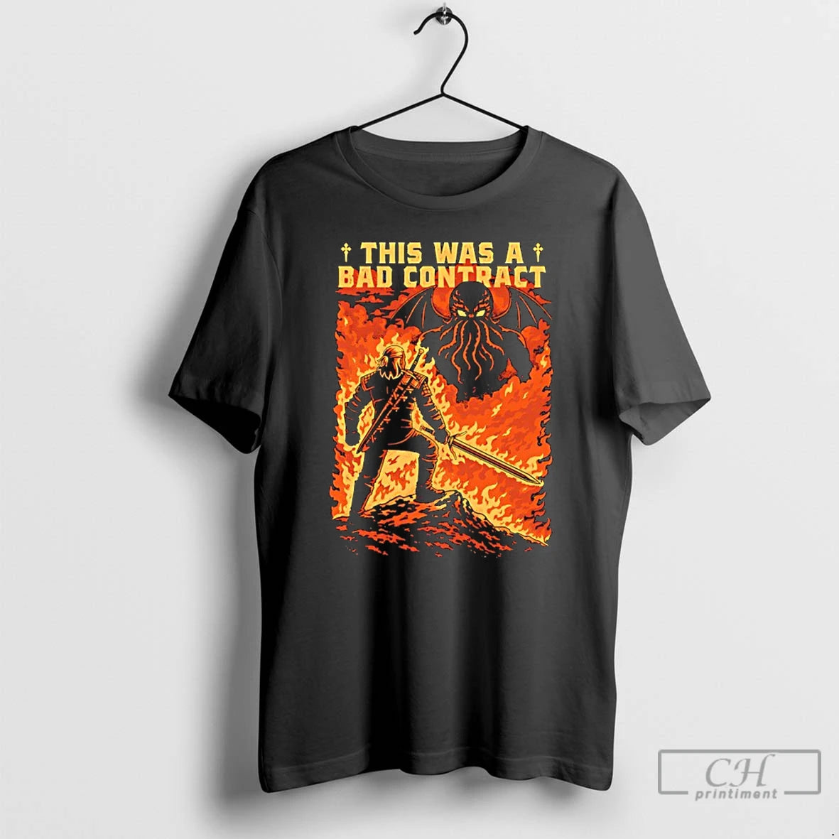 Classic Geralt Of Rivia Vs Cthulhu This Was A Bad Contract Graphic T Shirts Sweater