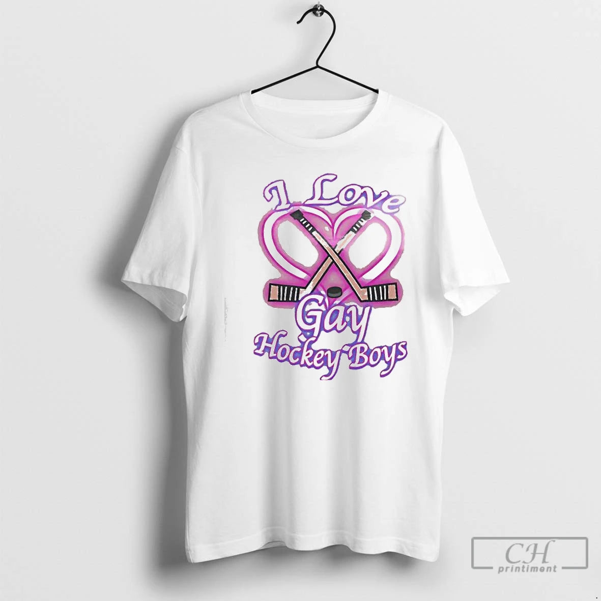 Classic I Love Gay Hockey Boys Airbrushed Design - clothing by TeeHivey.com
