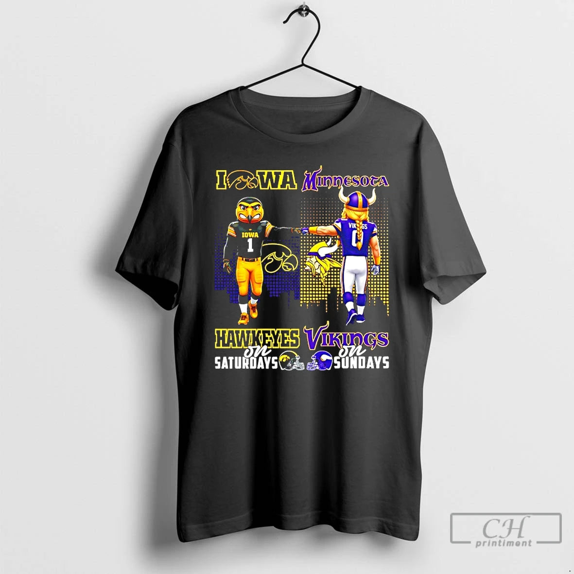 Classic Iowa Hawkeyes On Saturdays Vs Minnesota Vikings On Sundays Mascot Skyline T Shirts Sweater - clothing by TeeHivey.com