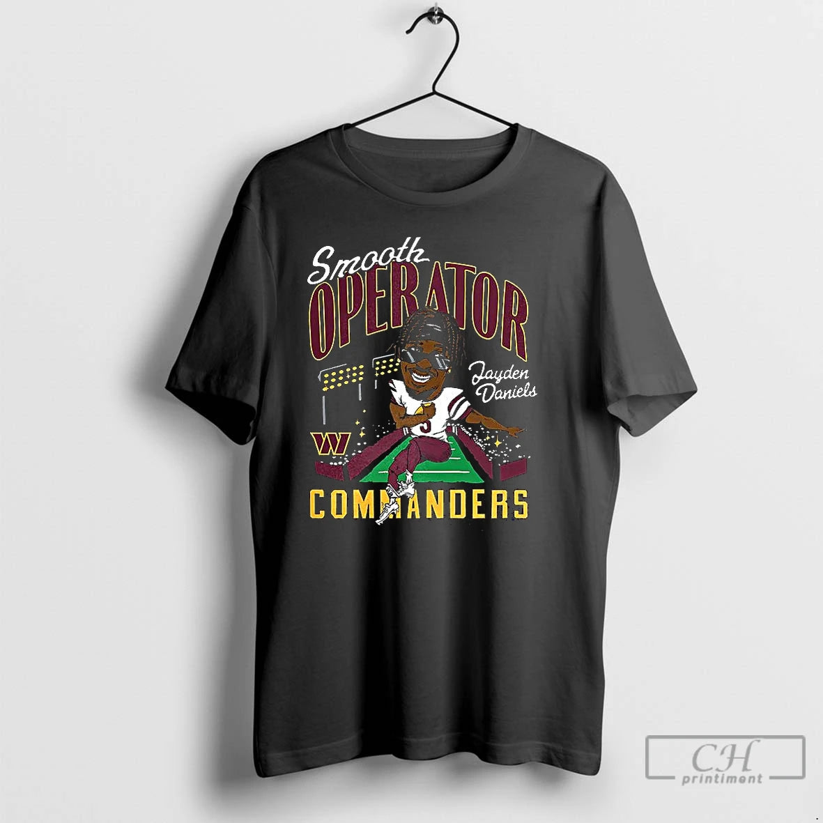 Classic Jayden Daniels Washington Commanders Football Caricature Player Graphic T Shirts - clothing by TeeHivey.com