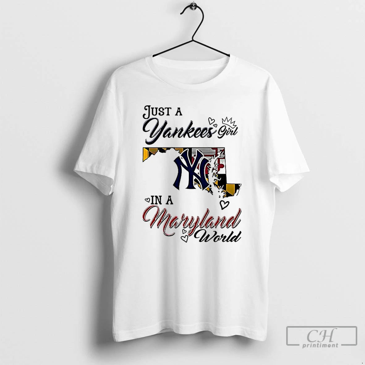 Classic Just A Yankees Girl In A World Maryland World T Shirts - clothing by TeeHivey.com