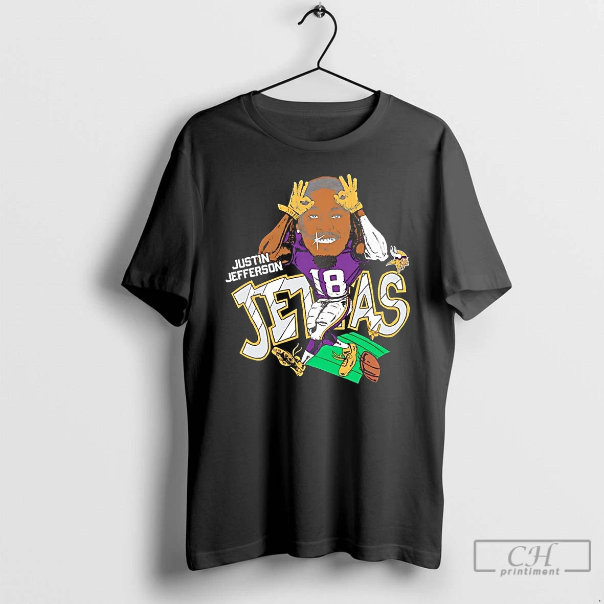 Classic Justin Jefferson Caricature Run Minnesota Vikings T Shirts - clothing by TeeHivey.com