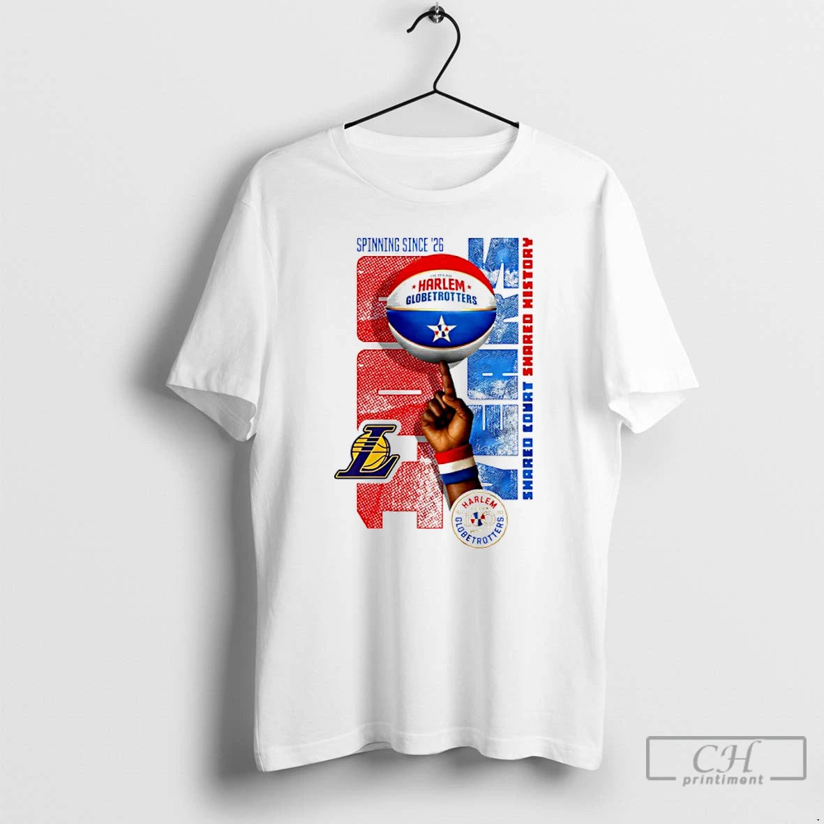 Classic Los Angeles Lakers X Harlem Globetrotters Spinning Since 26 - clothing by TeeHivey.com