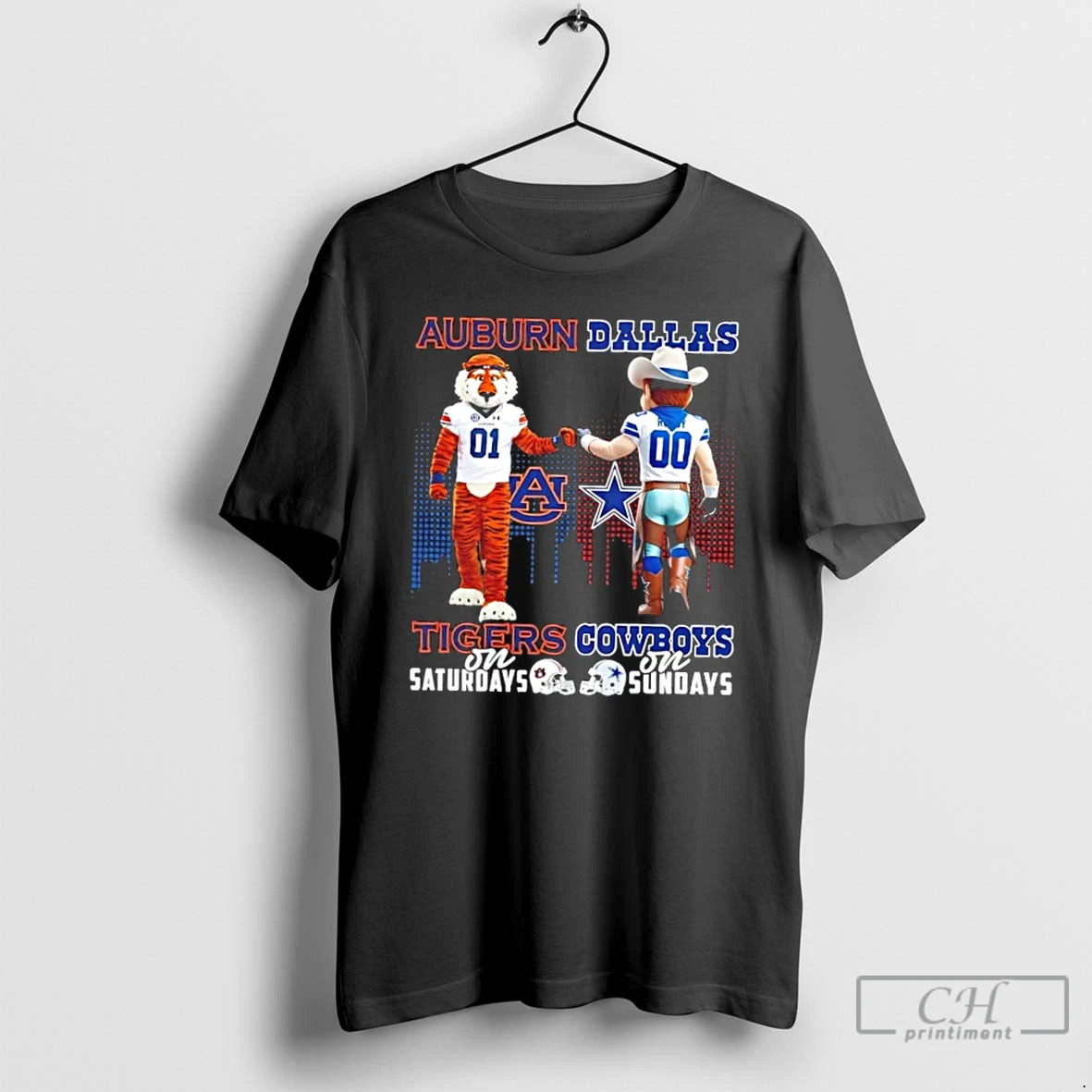 Classic Mascots Auburn Tigers On Saturdays X Dallas Cowboys On Sundays Skyline T Shirts Sweater - clothing by TeeHivey.com