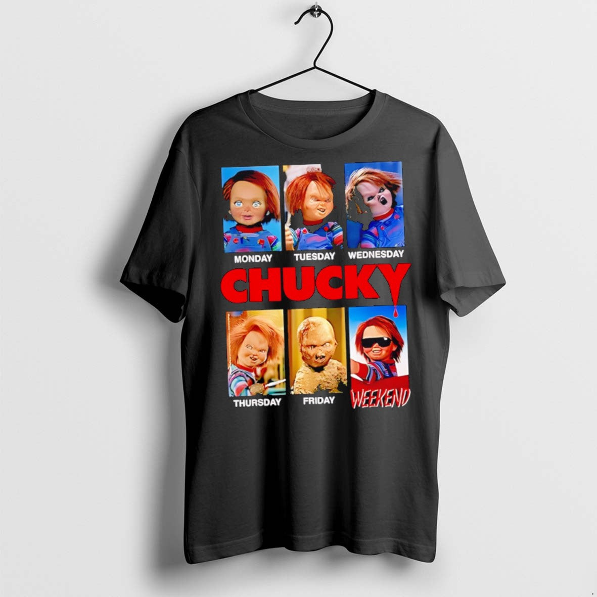 Classic Monday Tuesday Thursday Friday Weekend Chucky Doll Movie Wall Art T Shirts - clothing by TeeHivey.com