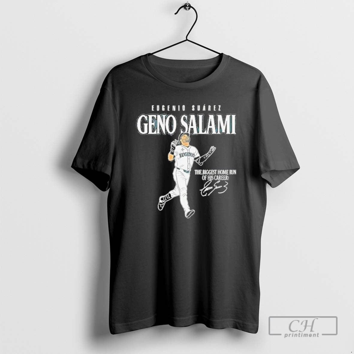 Classic Seattle Mariners Eugenio Suarez Genoa Salami The Biggest Home Run Of His Career Signature - clothing by TeeHivey.com