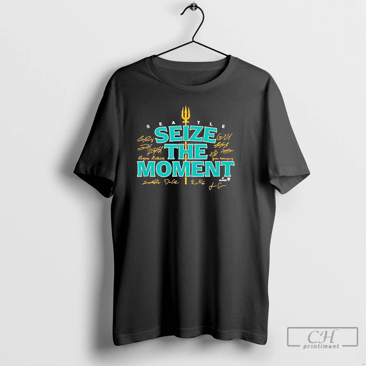 Classic Seize The Moment Seattle Baseball Signatures T Shirts - clothing by TeeHivey.com