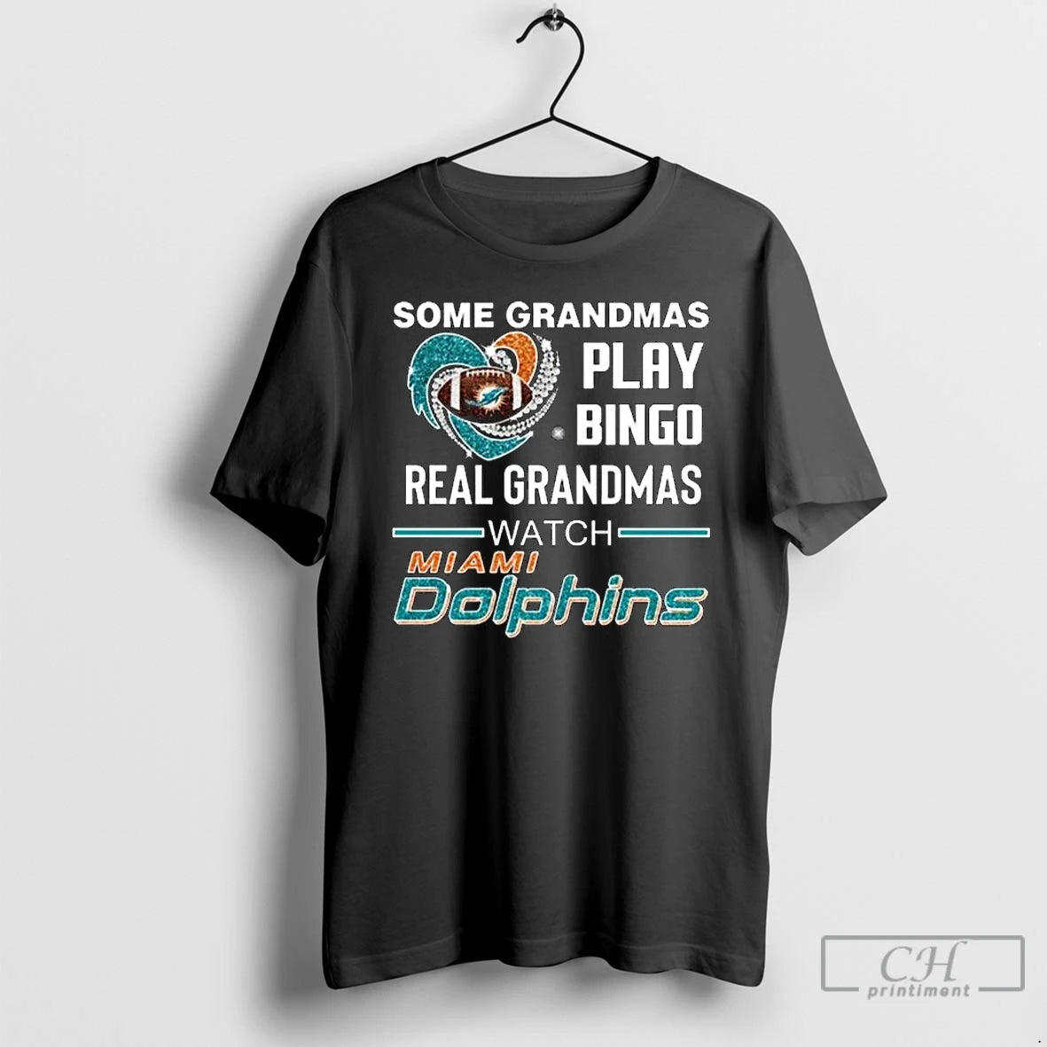 Classic Some Grandmas Play Bingo Real Grandmas Watch Miami Dolphins Diamond Heart 2025 Long Sleve - clothing by TeeHivey.com