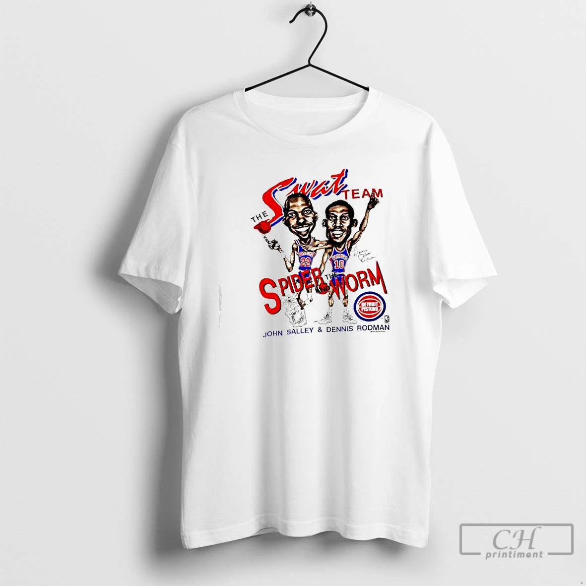 Classic Swat Team Spider The Worm Detroit Pistons John Salley And Dennis Rodman T Shirts - clothing by TeeHivey.com