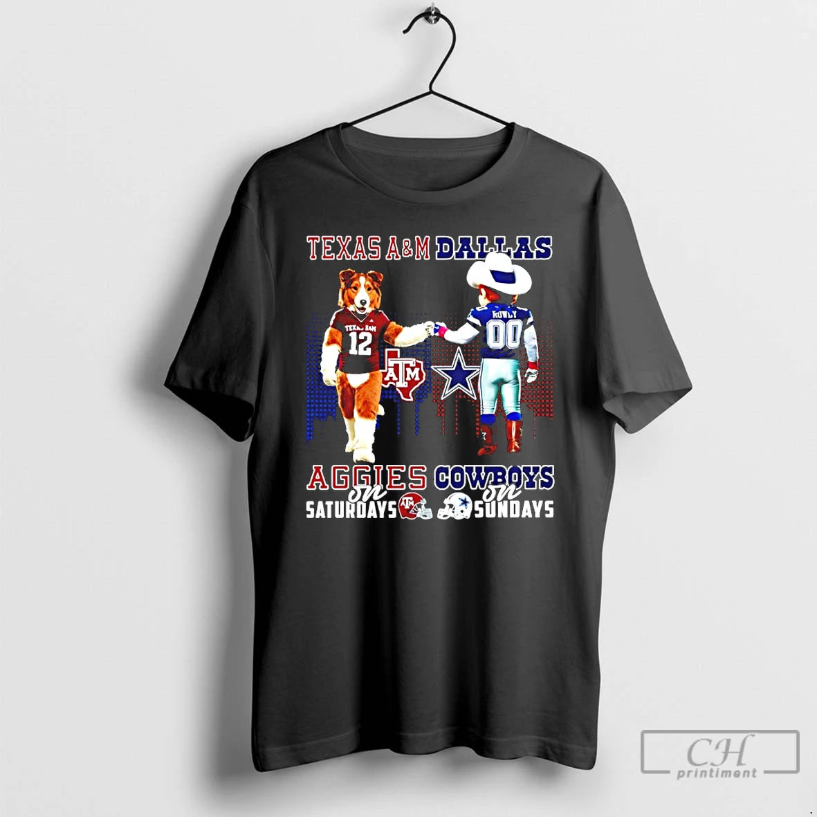 Classic Texas Am Aggies On Saturdays Vs Dallas Cowboys On Sundays Mascot Skyline T Shirts - clothing by TeeHivey.com