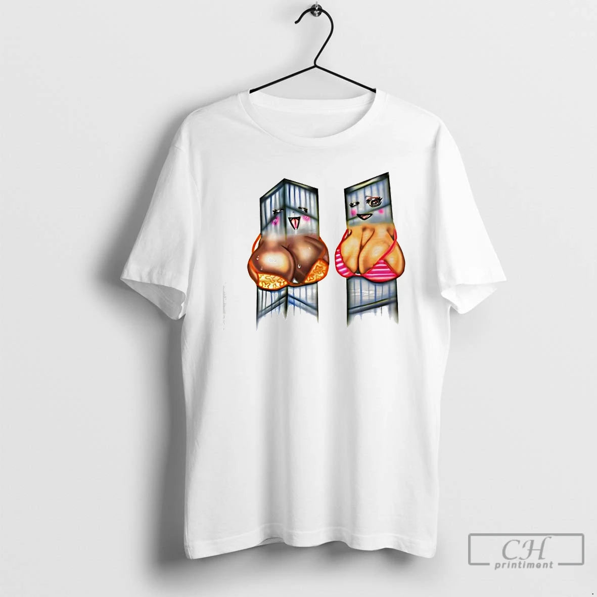 Classic World Trade Center X Two Pairs Of Black And White Breasts T Shirts Sweater