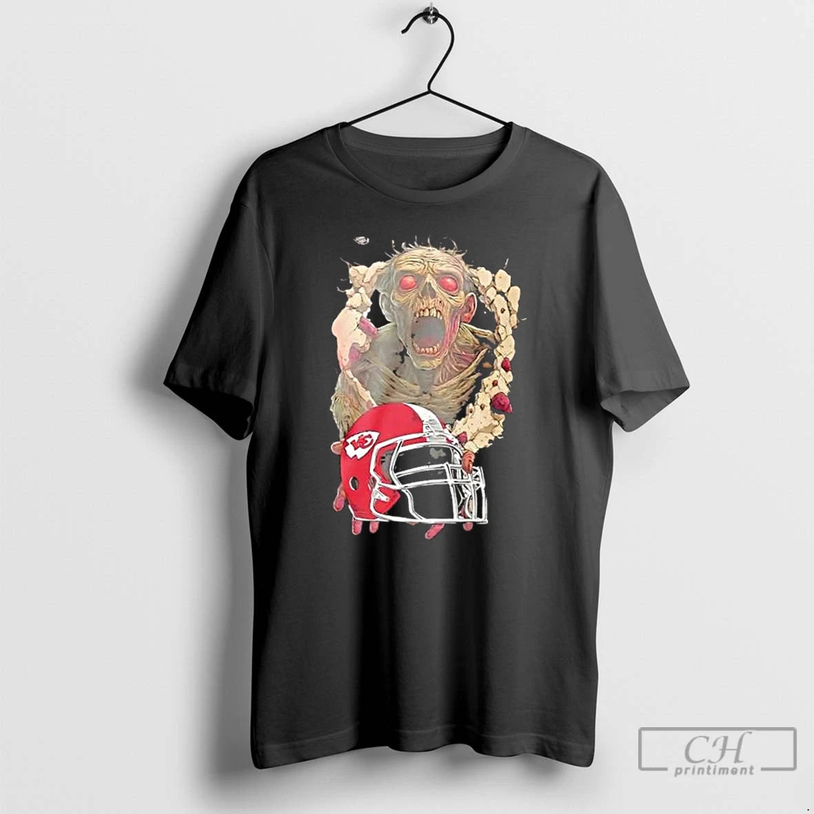 Classic Zombie Kansas City Chiefs Football Helmet Horror Halloween T Shirts - clothing by TeeHivey.com