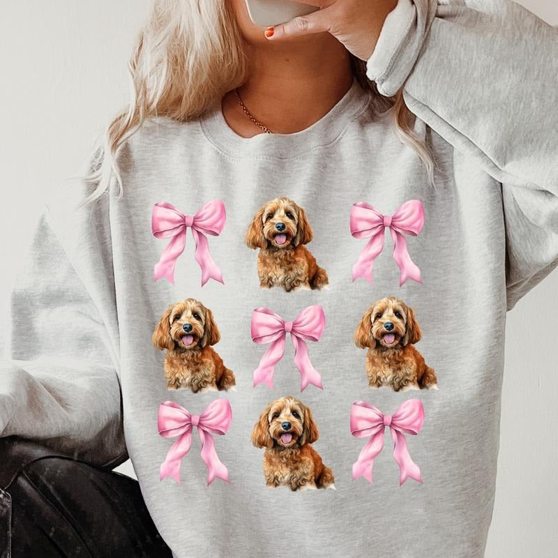 Cockapoo With Pink Bows Dog Unisex Sweatshirt - clothing by TeeHivey.com